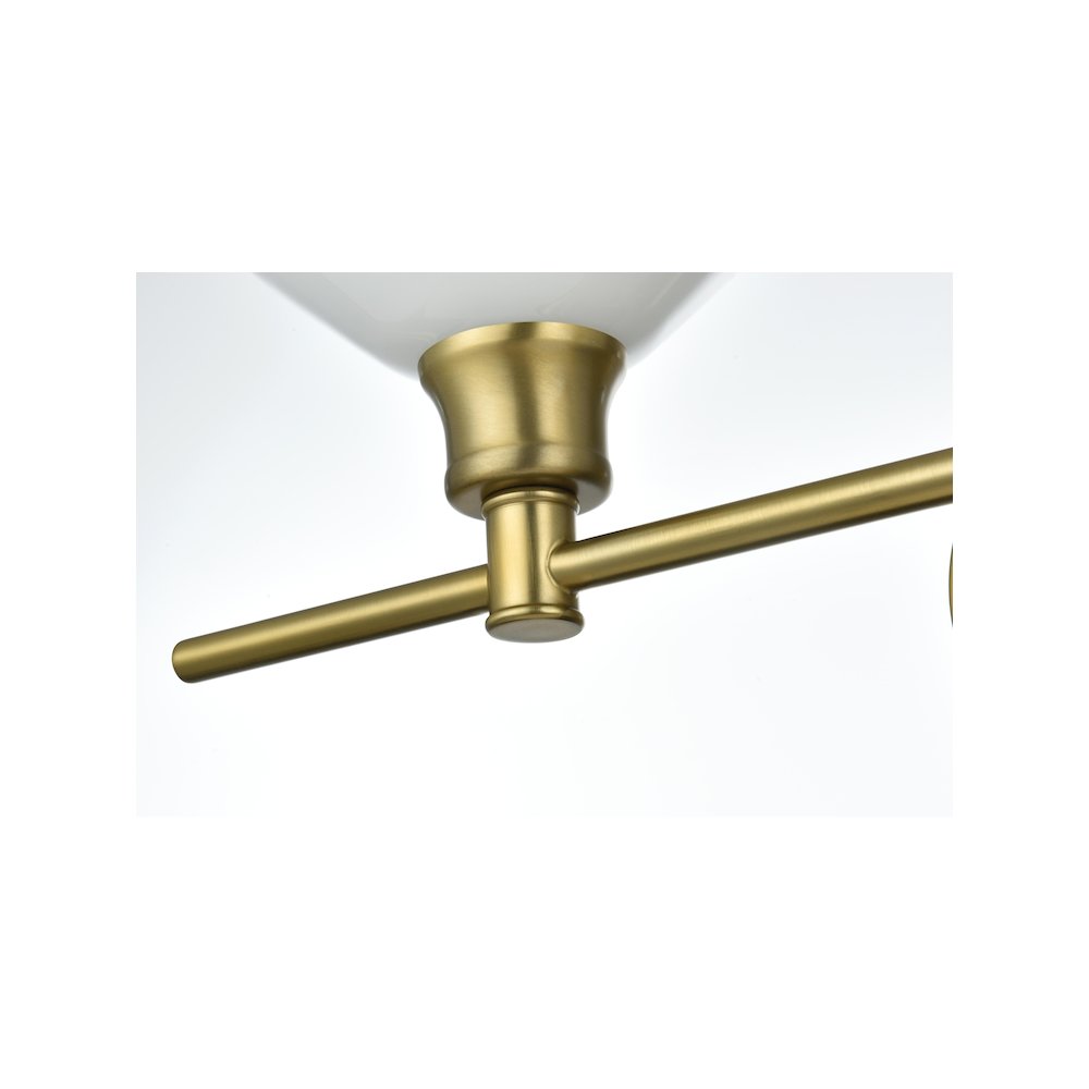 Gene 2 Light Satin Gold and Frosted White Glass Wall Sconce. Picture 7
