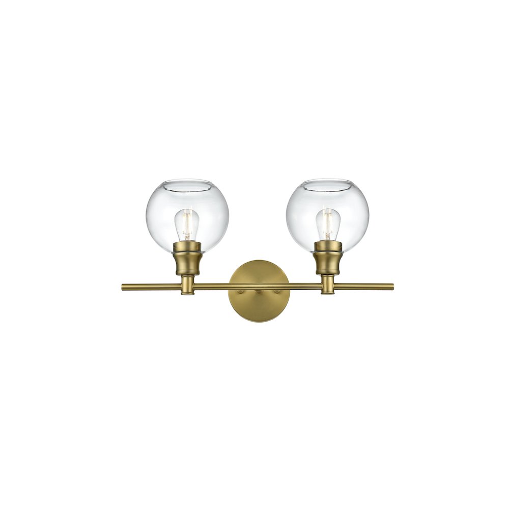 Collier 2 Light Satin Gold and Clear Glass Wall Sconce. Picture 1