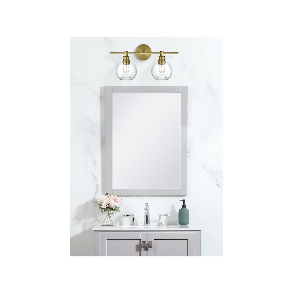 Collier 2 Light Satin Gold and Clear Glass Wall Sconce. Picture 2