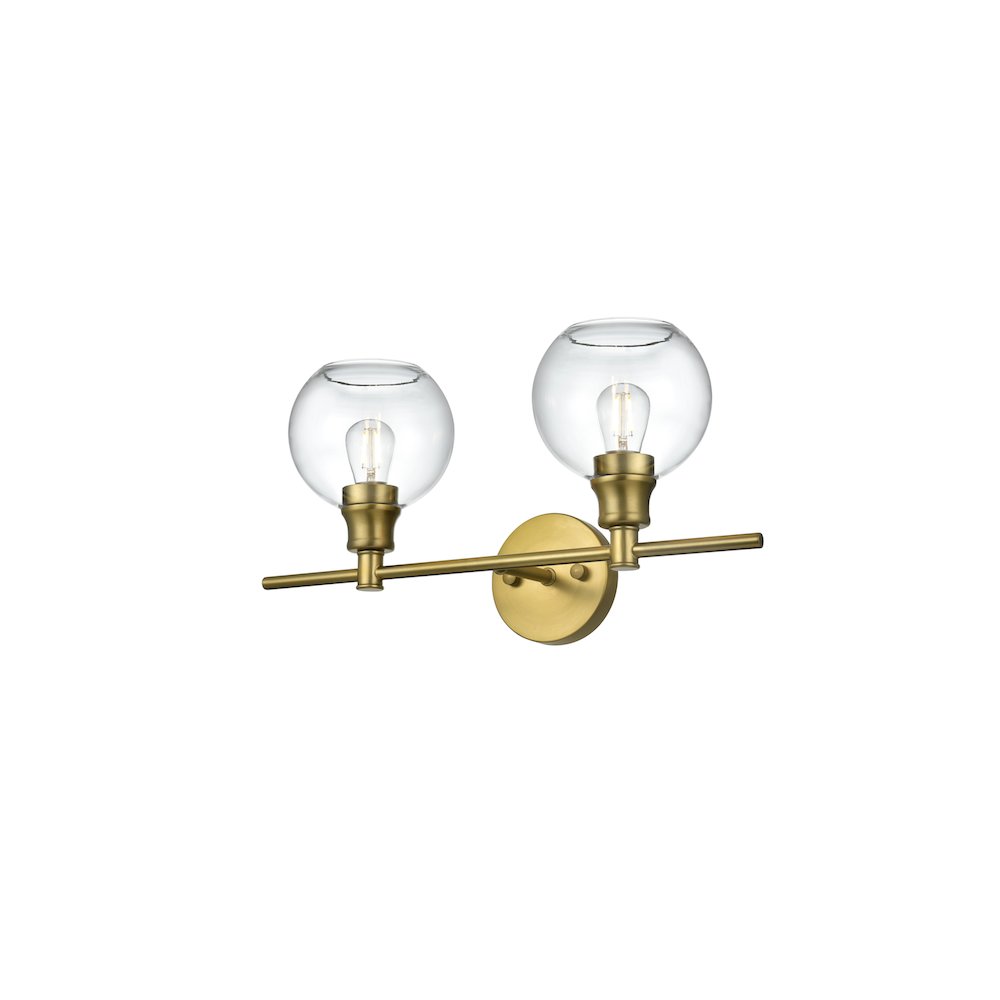 Collier 2 Light Satin Gold and Clear Glass Wall Sconce. Picture 3