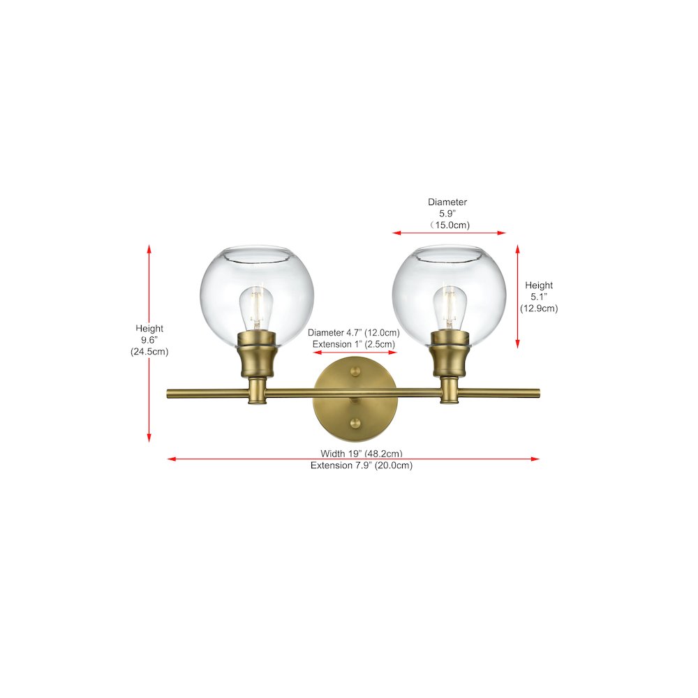 Collier 2 Light Satin Gold and Clear Glass Wall Sconce. Picture 8