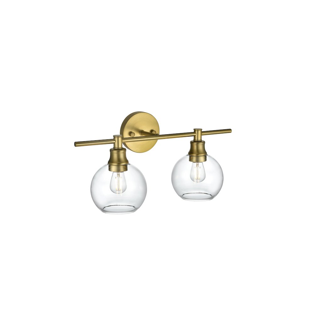 Collier 2 Light Satin Gold and Clear Glass Wall Sconce. Picture 9