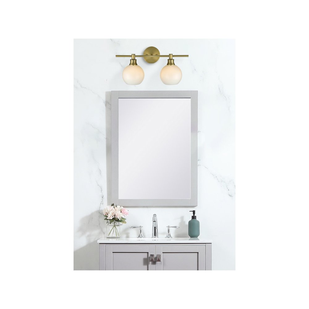 Collier 2 Light Satin Gold and Frosted White Glass Wall Sconce. Picture 2