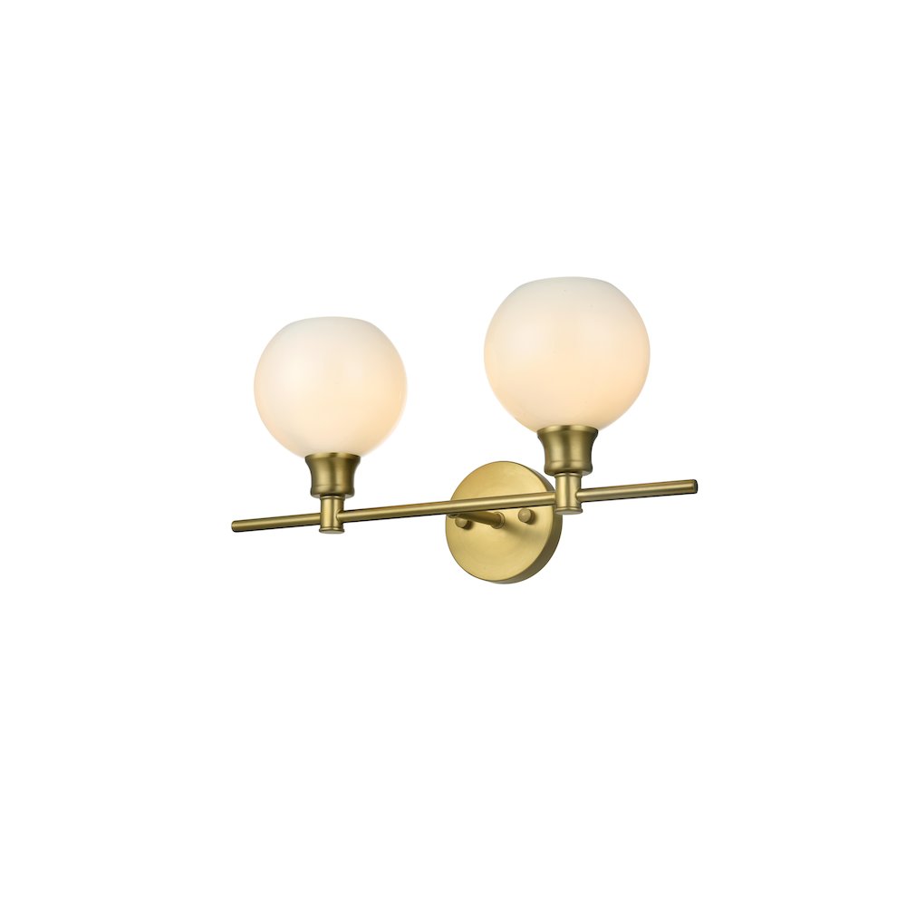 Collier 2 Light Satin Gold and Frosted White Glass Wall Sconce. Picture 3