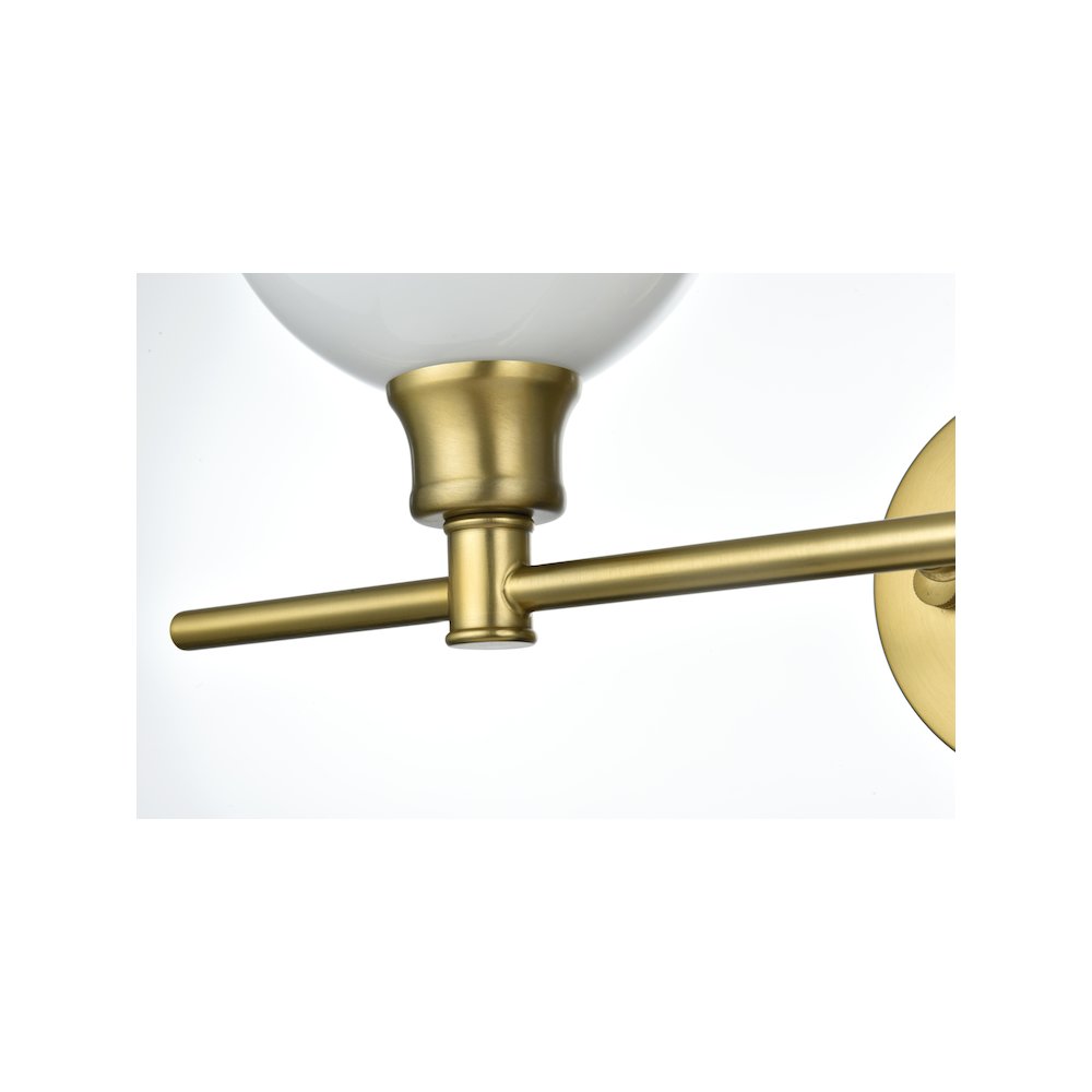 Collier 2 Light Satin Gold and Frosted White Glass Wall Sconce. Picture 7