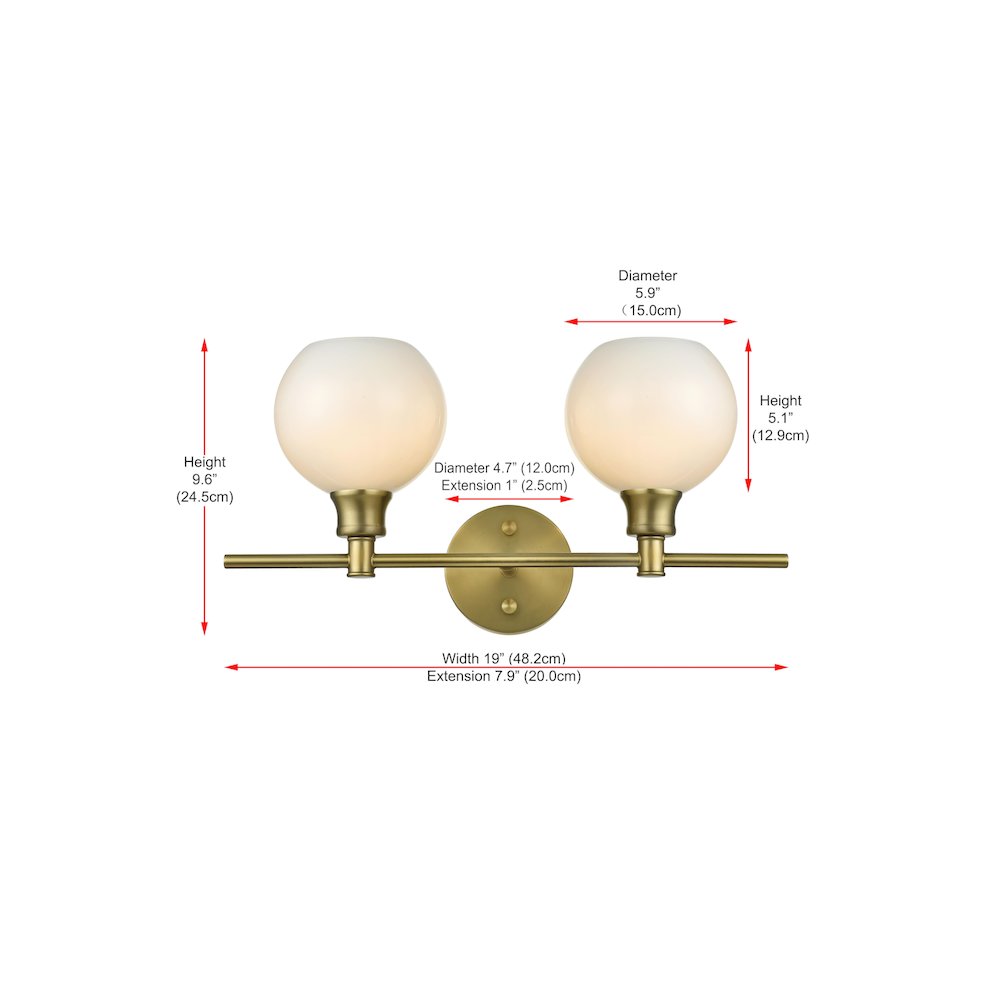 Collier 2 Light Satin Gold and Frosted White Glass Wall Sconce. Picture 8