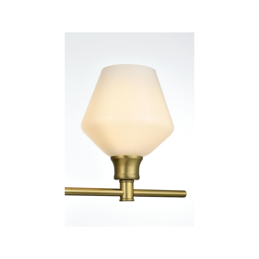 Gene 3 Light Satin Gold and Frosted White Glass Wall Sconce. Picture 6