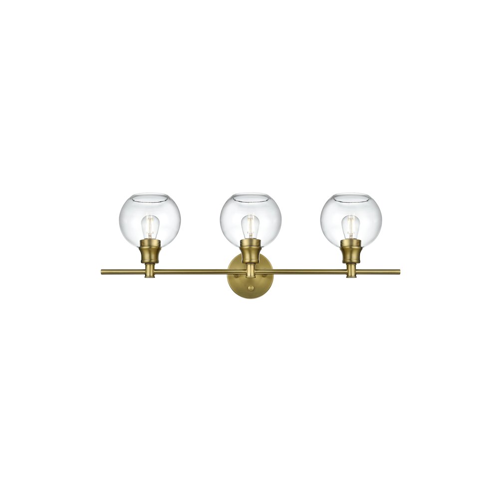 Collier 3 Light Satin Gold and Clear Glass Wall Sconce. Picture 1
