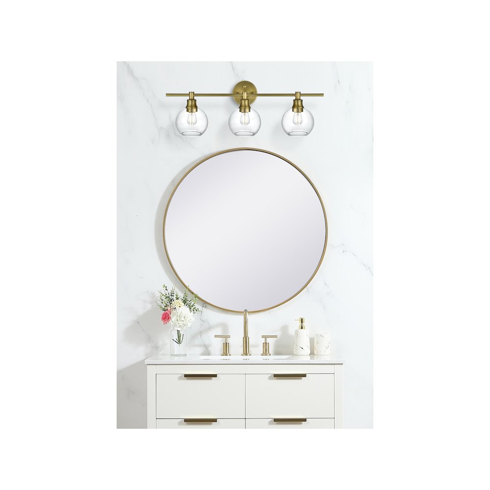 Collier 3 Light Satin Gold and Clear Glass Wall Sconce. Picture 2