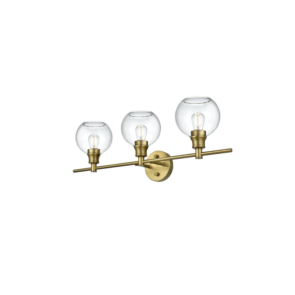 Collier 3 Light Satin Gold and Clear Glass Wall Sconce. Picture 3