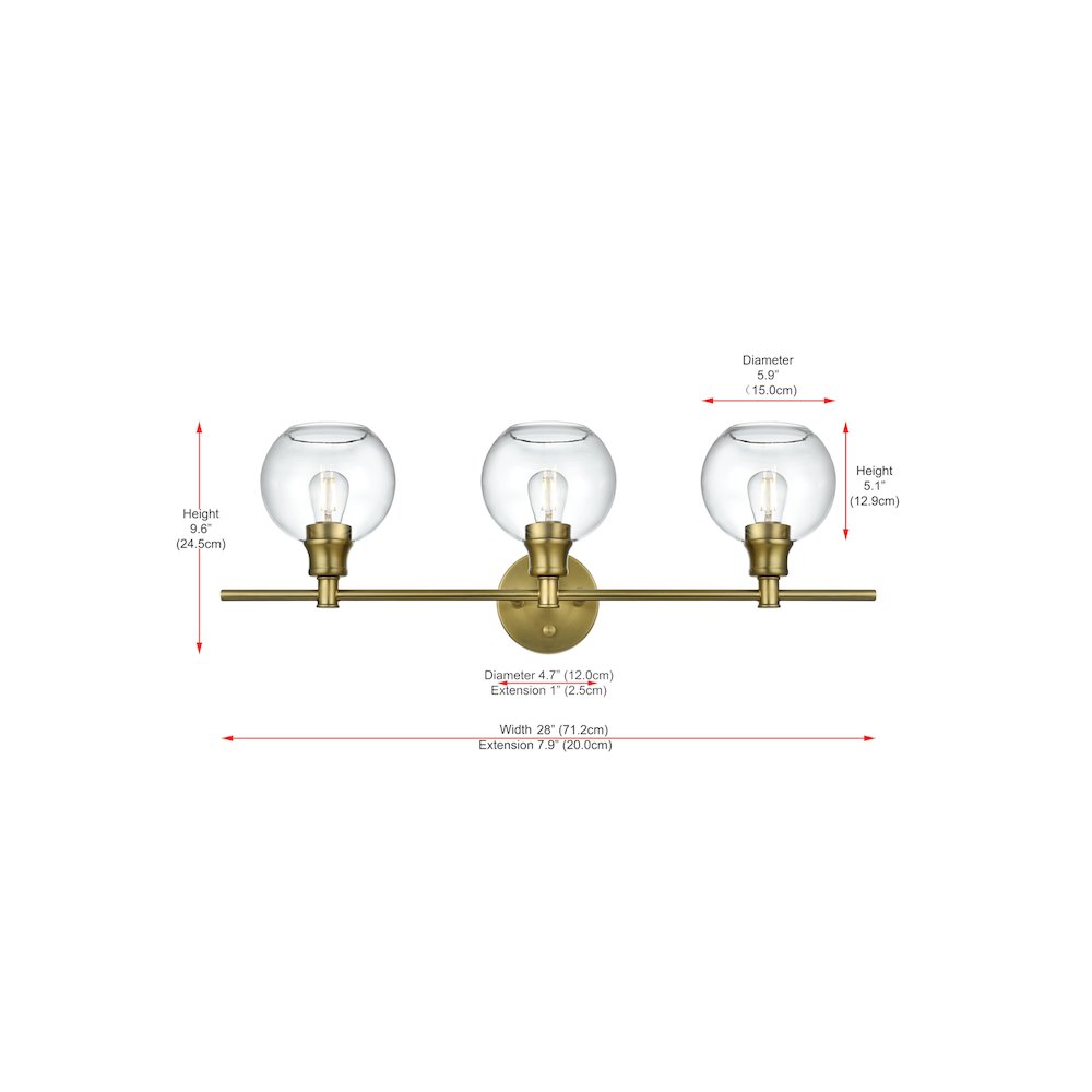 Collier 3 Light Satin Gold and Clear Glass Wall Sconce. Picture 7