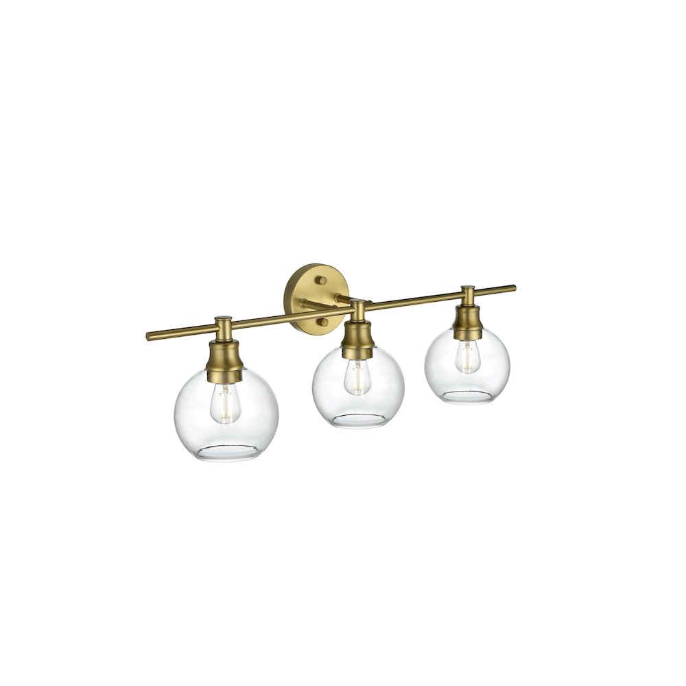 Collier 3 Light Satin Gold and Clear Glass Wall Sconce. Picture 8