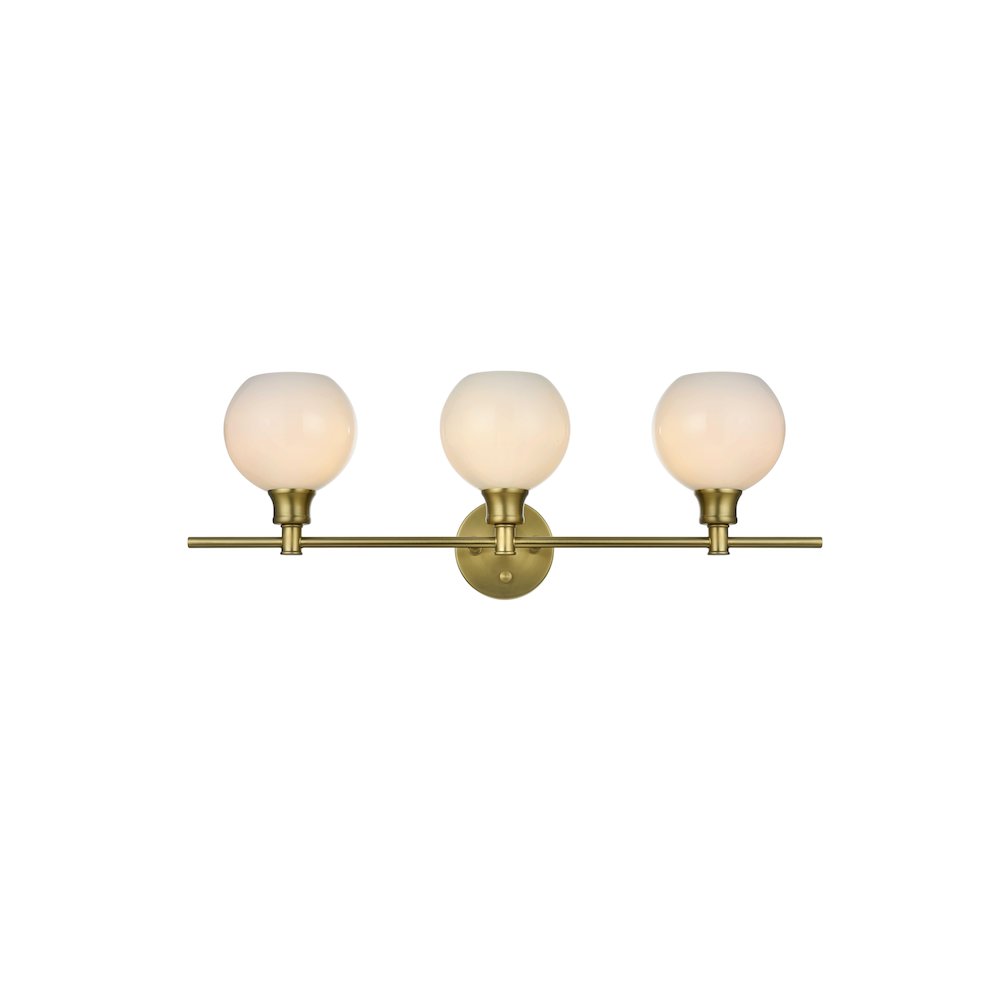 Collier 3 Light Satin Gold and Frosted White Glass Wall Sconce. Picture 1