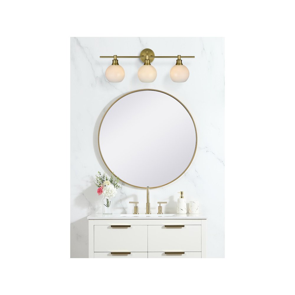 Collier 3 Light Satin Gold and Frosted White Glass Wall Sconce. Picture 2