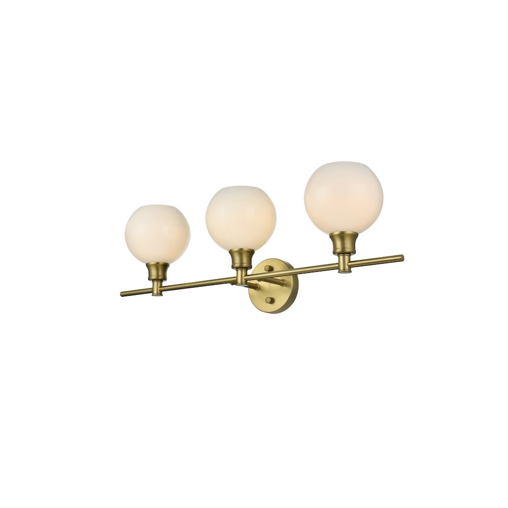 Collier 3 Light Satin Gold and Frosted White Glass Wall Sconce. Picture 3