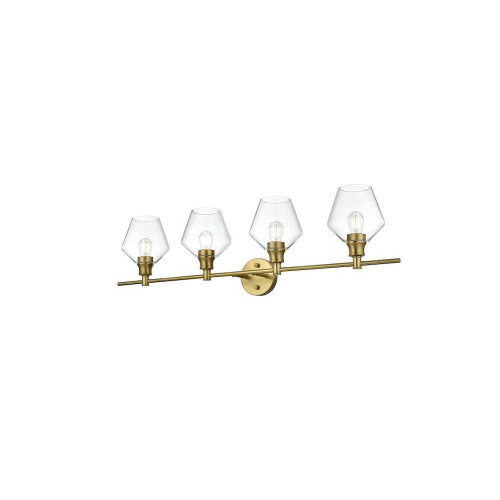 Gene 4 Light Satin Gold and Clear Glass Wall Sconce. Picture 3