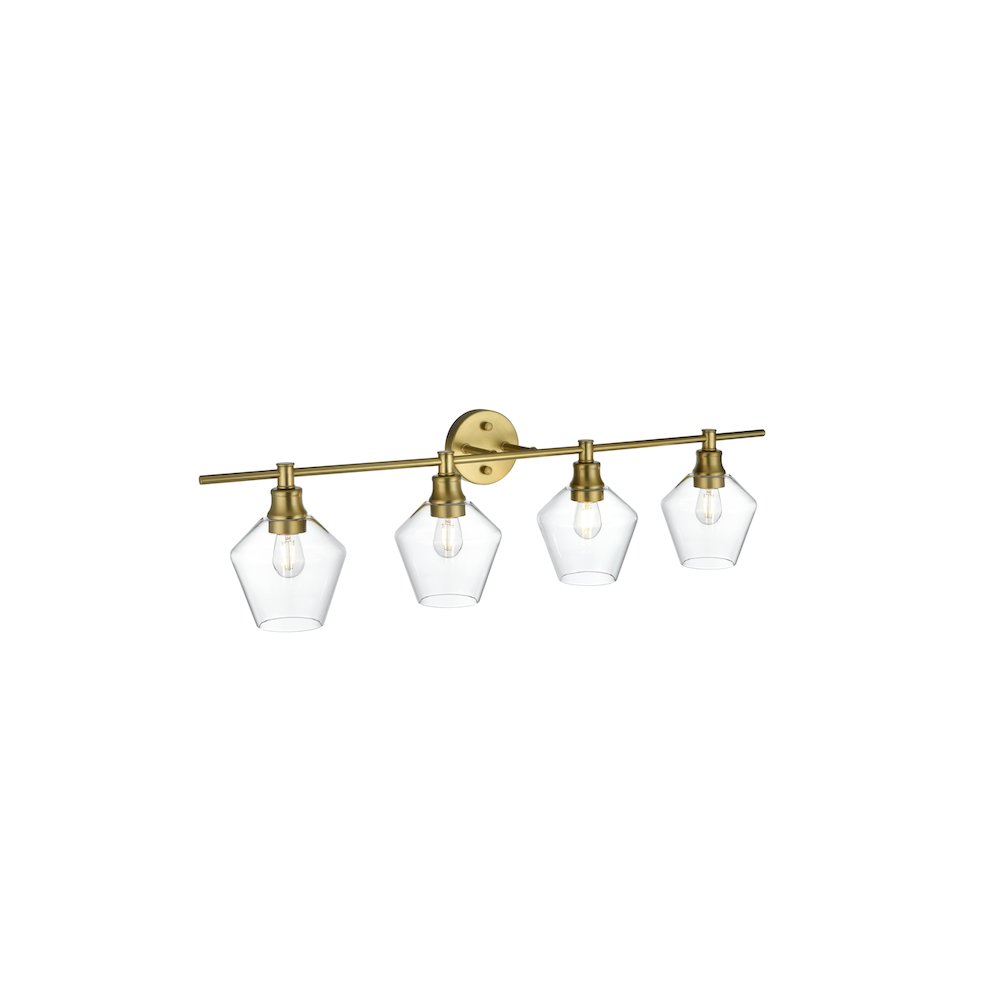 Gene 4 Light Satin Gold and Clear Glass Wall Sconce. Picture 8