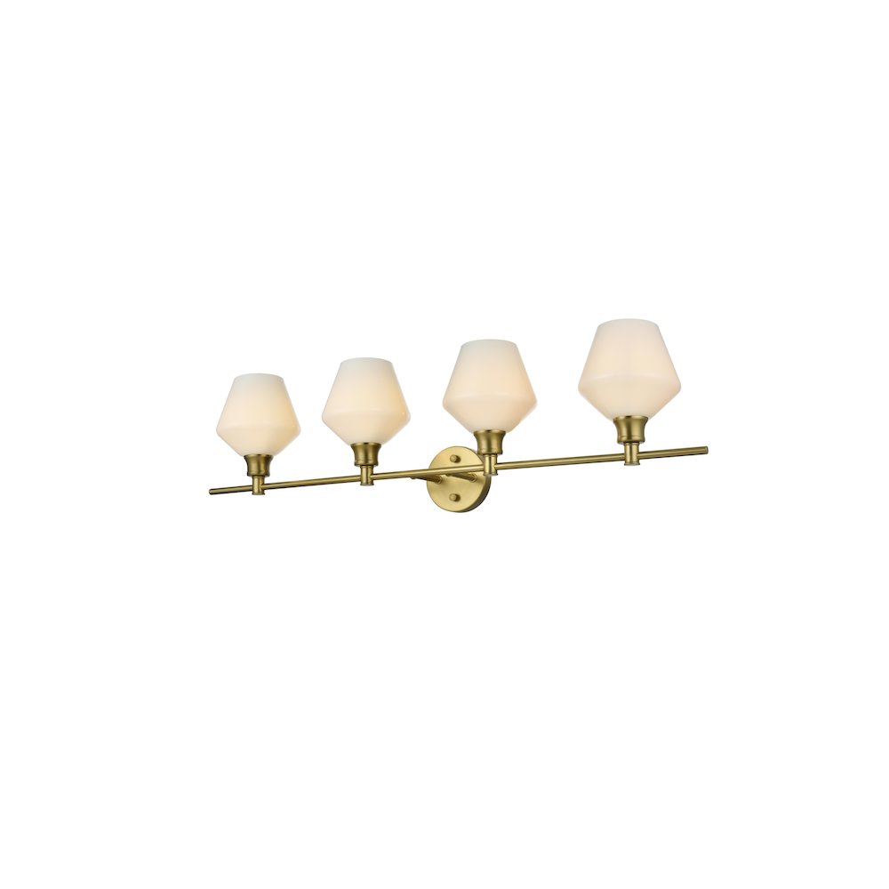 Gene 4 Light Satin Gold and Frosted White Glass Wall Sconce. Picture 3