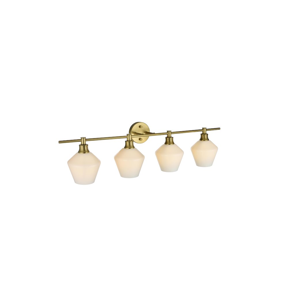 Gene 4 Light Satin Gold and Frosted White Glass Wall Sconce. Picture 8
