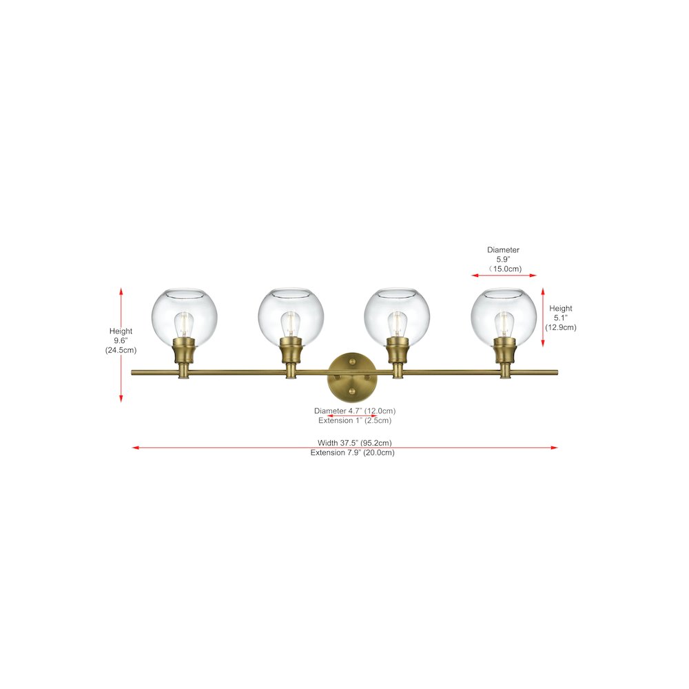 Collier 4 Light Satin Gold and Clear Glass Wall Sconce. Picture 7