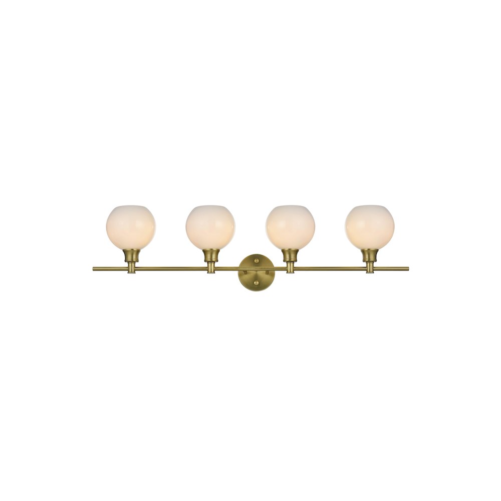 Collier 4 Light Satin Gold and Frosted White Glass Wall Sconce. Picture 1