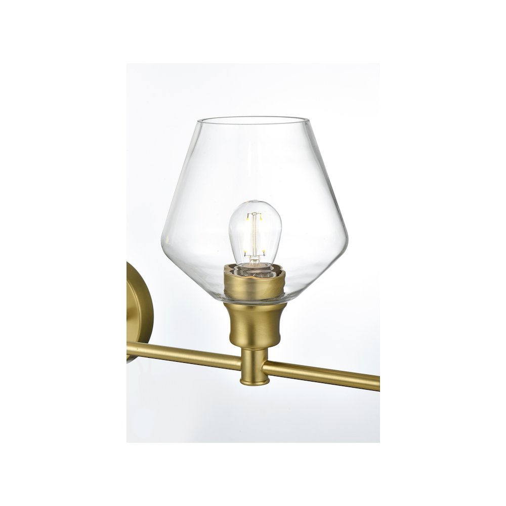 Gene 5 Light Satin Gold and Clear Glass Wall Sconce. Picture 4