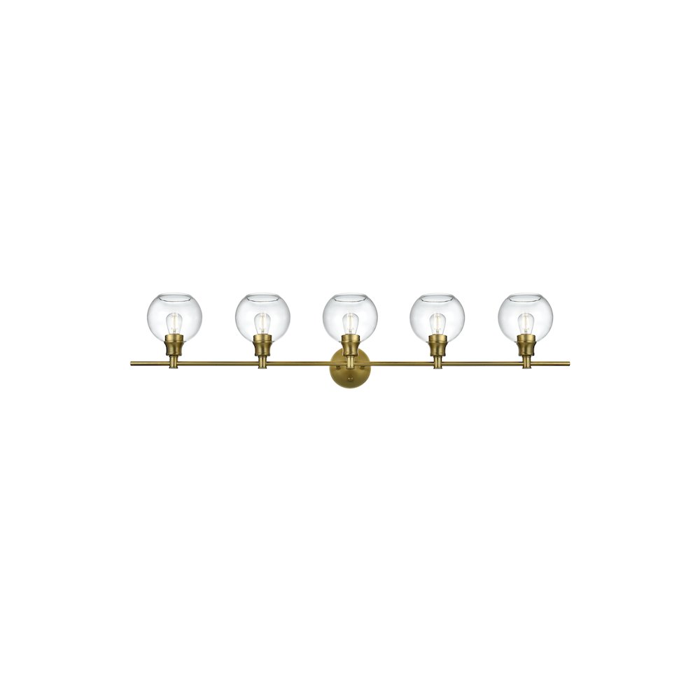 Collier 5 Light Satin Gold and Clear Glass Wall Sconce. Picture 1
