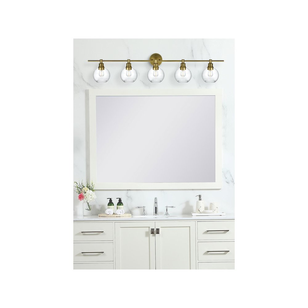 Collier 5 Light Satin Gold and Clear Glass Wall Sconce. Picture 2