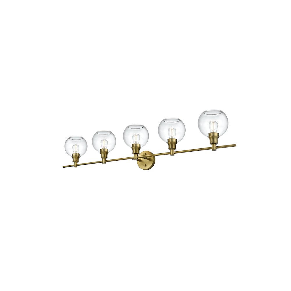 Collier 5 Light Satin Gold and Clear Glass Wall Sconce. Picture 3