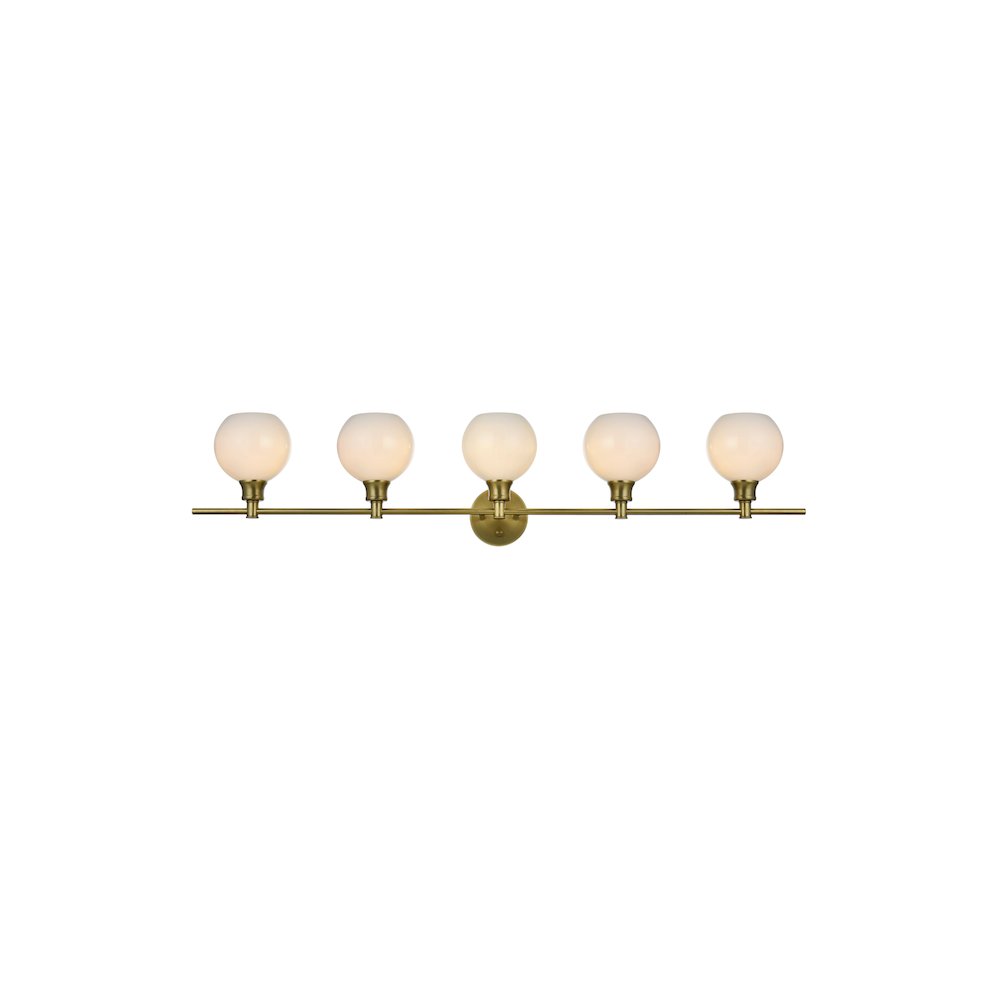 Collier 5 Light Satin Gold and Frosted White Glass Wall Sconce. Picture 1