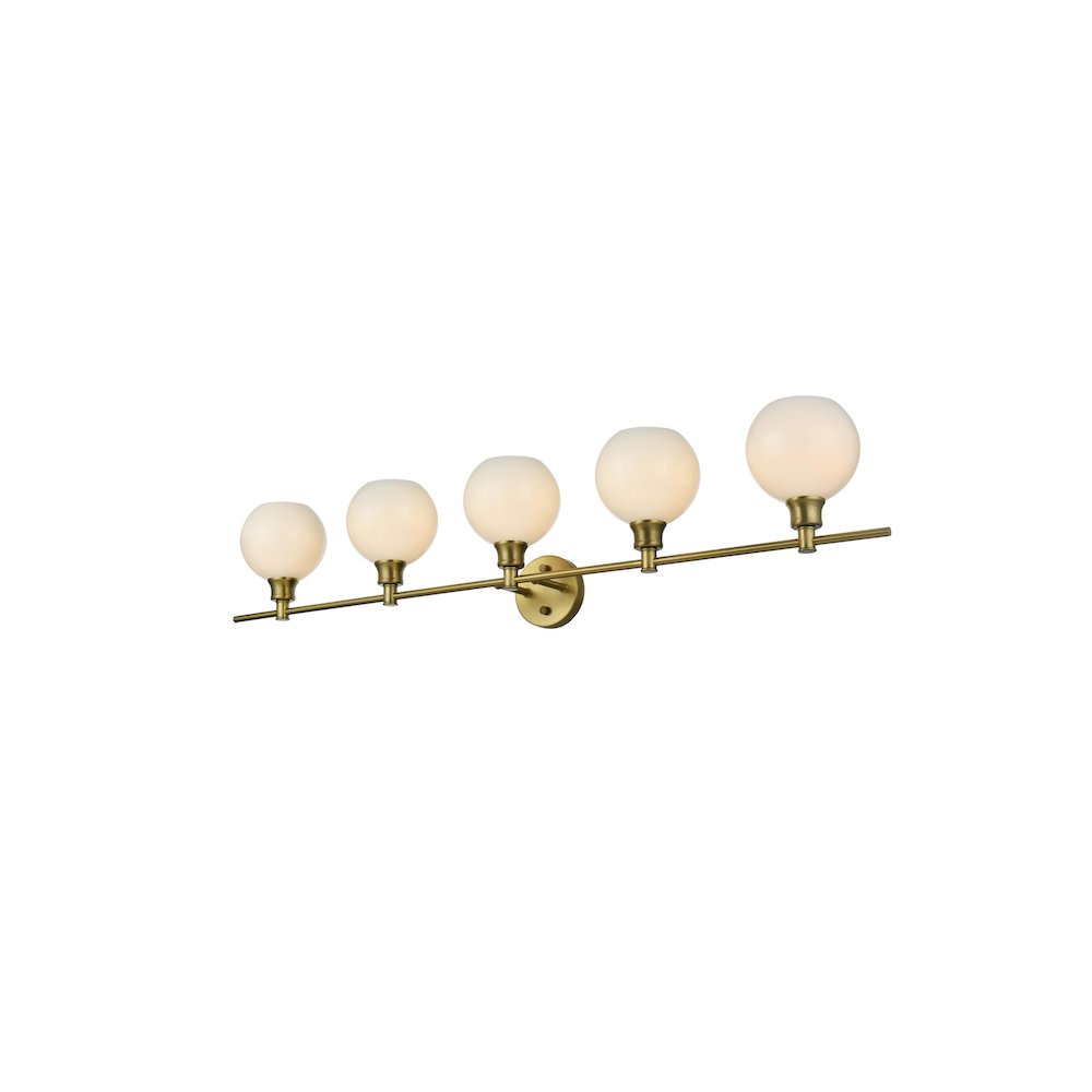 Collier 5 Light Satin Gold and Frosted White Glass Wall Sconce. Picture 3