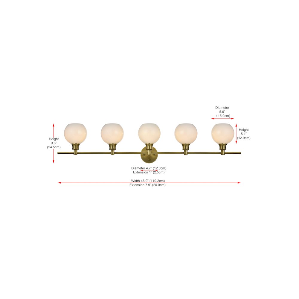 Collier 5 Light Satin Gold and Frosted White Glass Wall Sconce. Picture 7