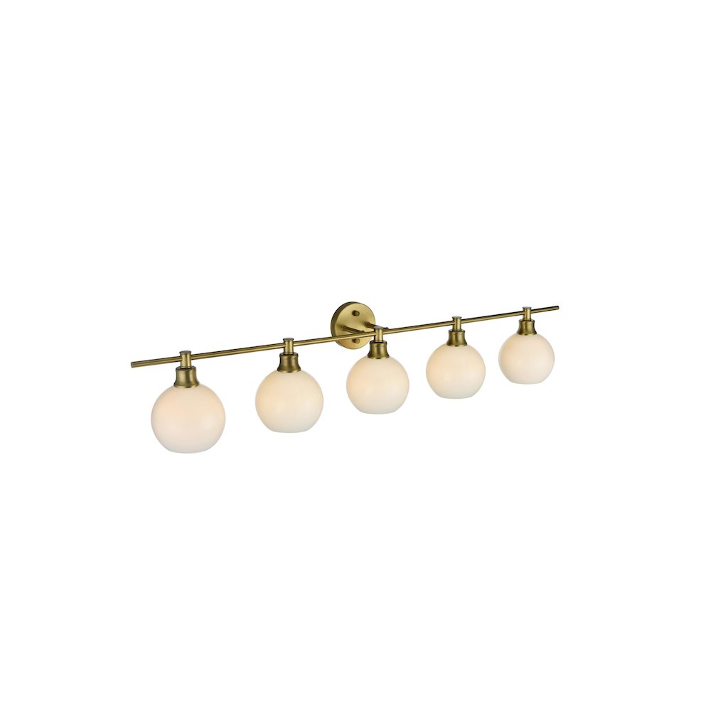 Collier 5 Light Satin Gold and Frosted White Glass Wall Sconce. Picture 8