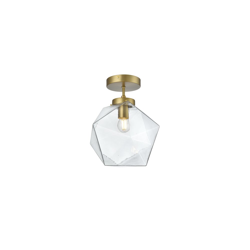 Lawrence 10 Inch Flush Mount Clear Shade in Satin Gold. Picture 1