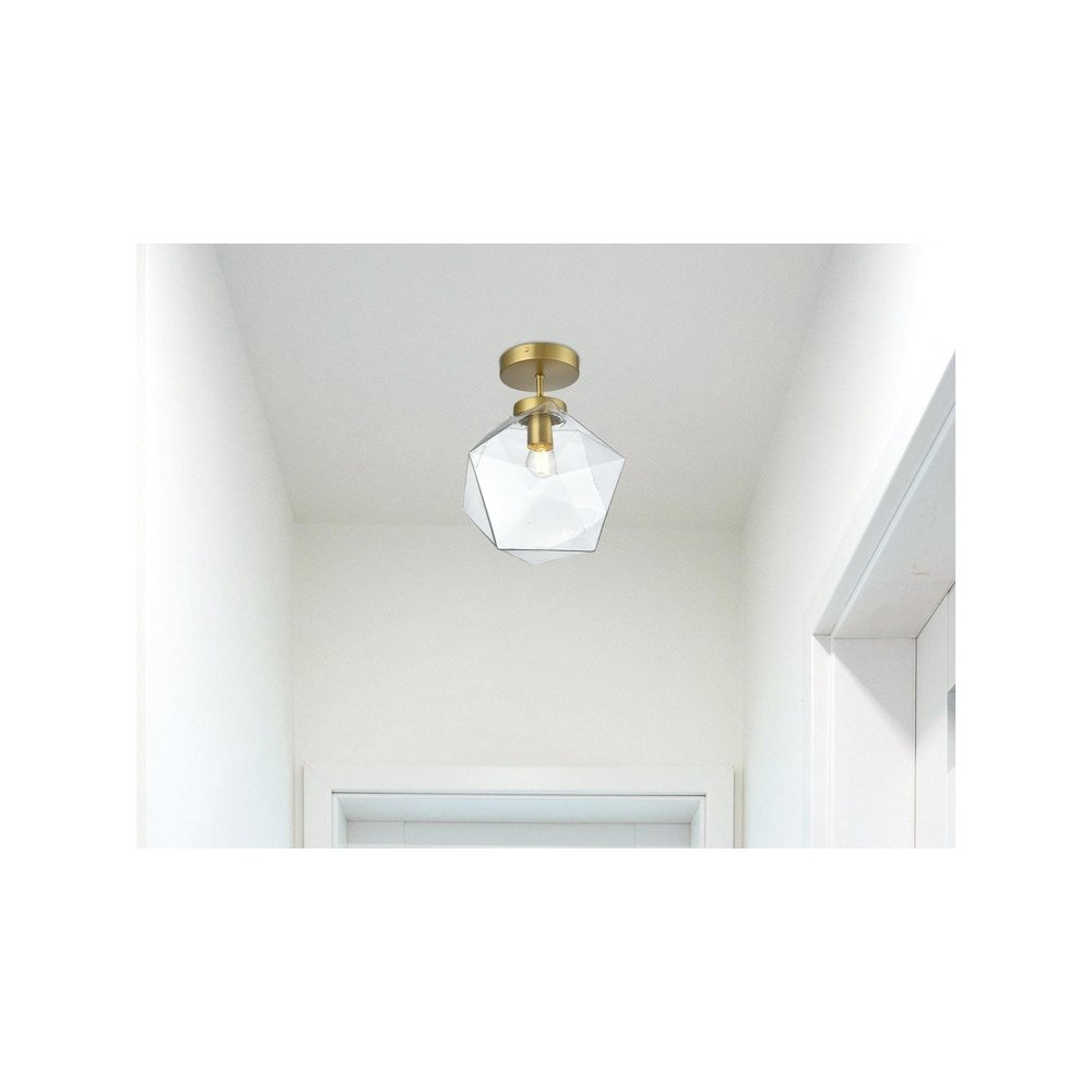 Lawrence 10 Inch Flush Mount Clear Shade in Satin Gold. Picture 2