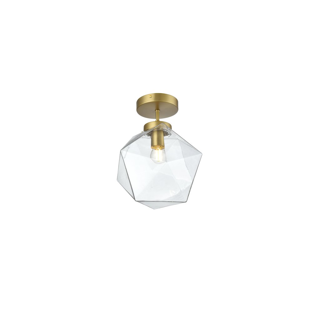 Lawrence 10 Inch Flush Mount Clear Shade in Satin Gold. Picture 3