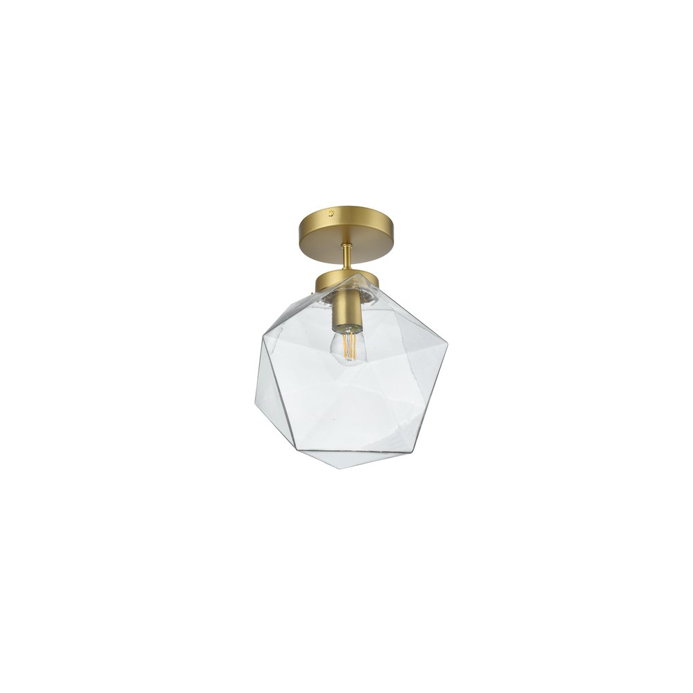 Lawrence 10 Inch Flush Mount Clear Shade in Satin Gold. Picture 7
