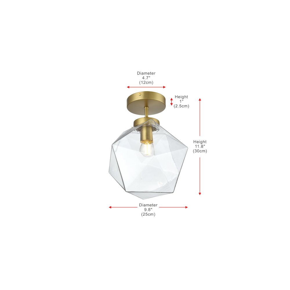 Lawrence 10 Inch Flush Mount Clear Shade in Satin Gold. Picture 8