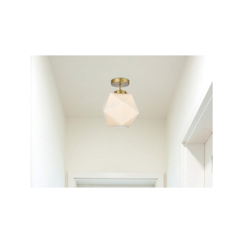 Lawrence 10 Inch Flush Mount Frosted White Shade in Satin Gold. Picture 2