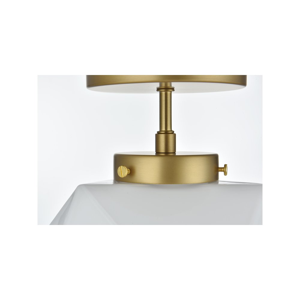 Lawrence 10 Inch Flush Mount Frosted White Shade in Satin Gold. Picture 5