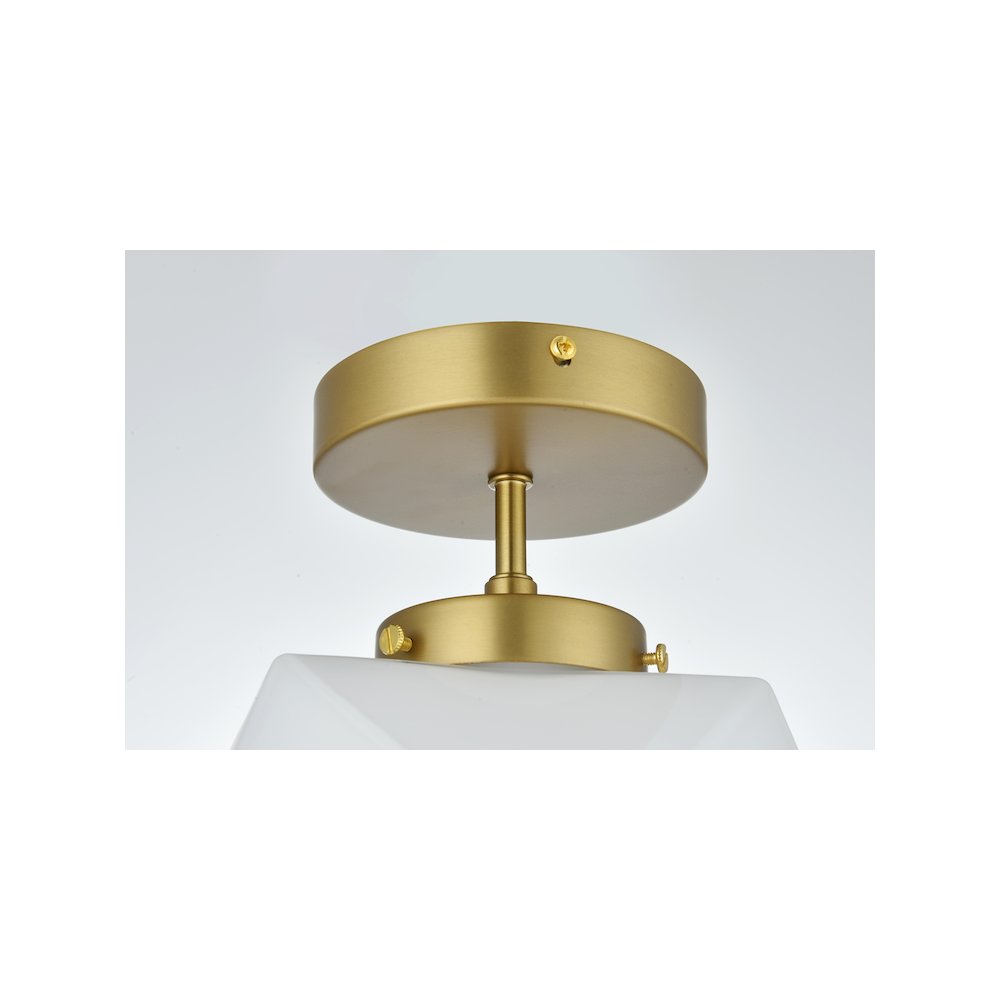Lawrence 10 Inch Flush Mount Frosted White Shade in Satin Gold. Picture 6