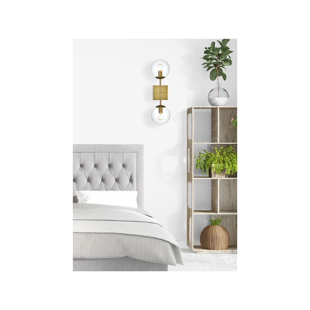 Neri 6 Inch Wall Sconce Clear Shade in Satin Gold. Picture 2