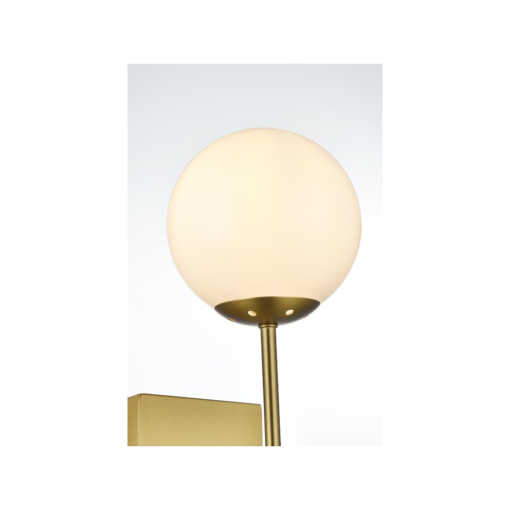 Neri 6 Inch Wall Sconce White Shade in Satin Gold. Picture 4