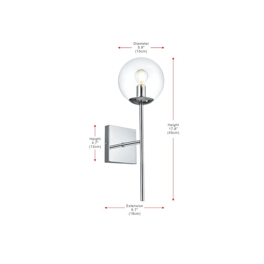 Neri 6 Inch Wall Sconce Clear Shade in Chrome. Picture 7