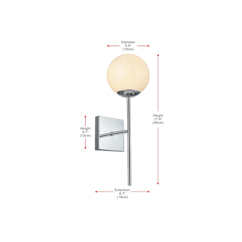 Neri 6 Inch Wall Sconce White Shade in Chrome. Picture 7