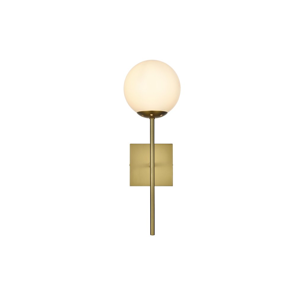 Neri 6 Inch Wall Sconce White Shade in Satin Gold. Picture 1