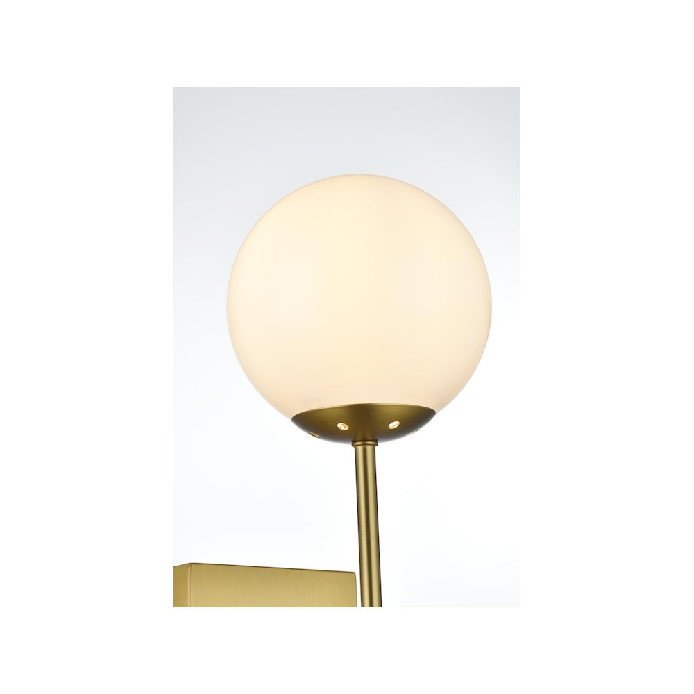 Neri 6 Inch Wall Sconce White Shade in Satin Gold. Picture 4