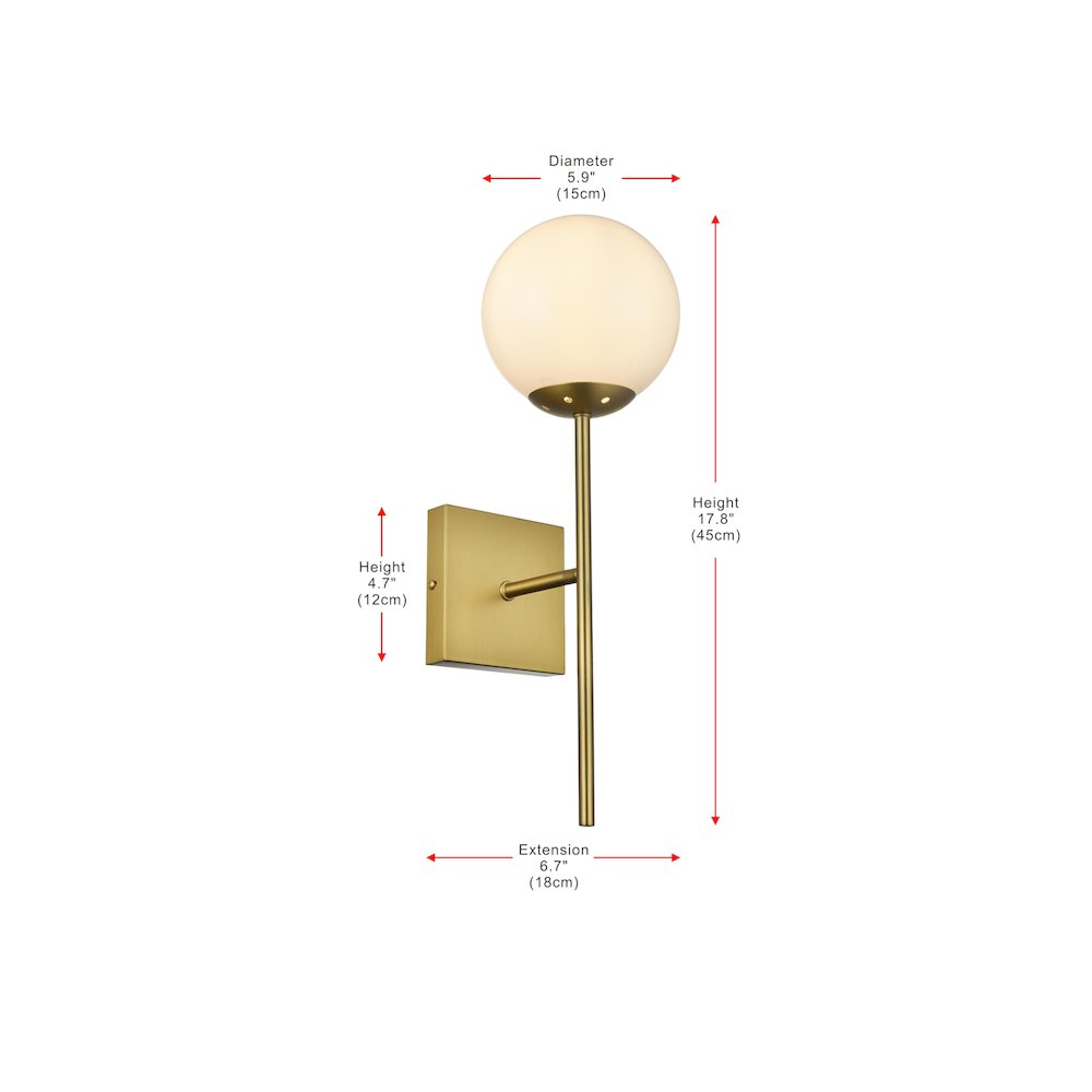 Neri 6 Inch Wall Sconce White Shade in Satin Gold. Picture 7