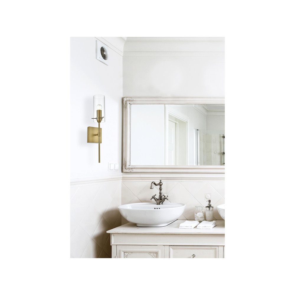 Elsreth 4.5 Inch Wall Sconce Clear Shade in Satin Gold. Picture 2