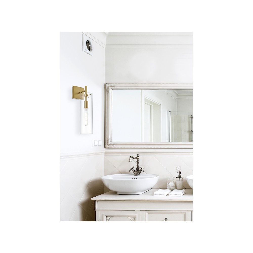 Savant 4.5 Inch Wall Sconce Clear Shade in Satin Gold. Picture 2